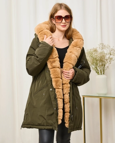 Жіноча зелена зимова куртка PLUS SIZE - Одяг