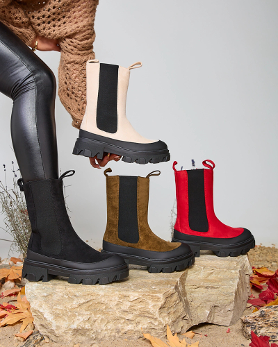 OUTLET Royalfashion Béžové dámské vysoké zateplené boty Soft Way