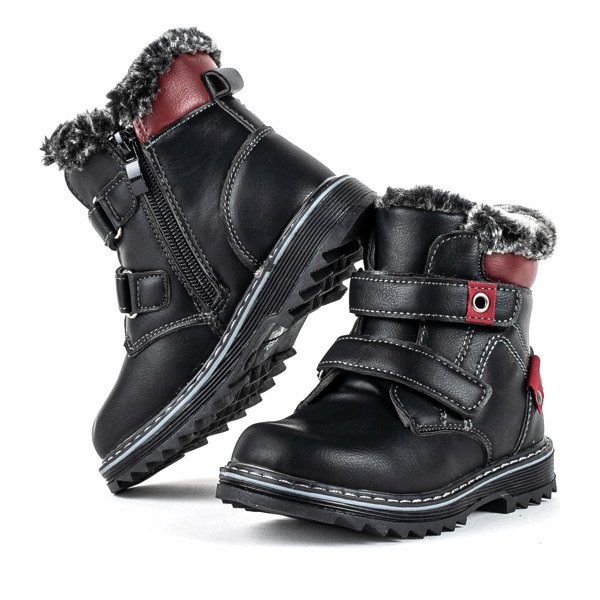 Czarne chłopięce trapery z czerwonymi wstawkami Bulgar - Obuwi