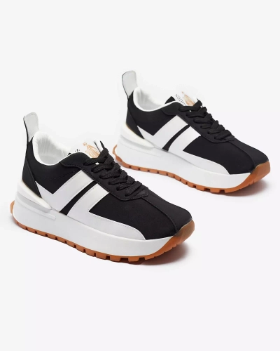 Жіночі чорні спортивні туфлі з екошкіри з кольоровими вставками Tifora- Footwear