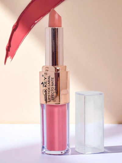 Matná rtěnka v tyčince a tekuté formě 2-v-1 Rose Nougat