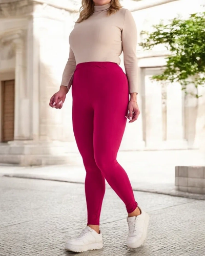 Bordó dámské bambusové legíny PLUS SIZE - Oblečení