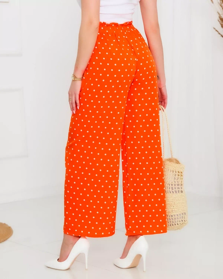 Dámské široké oranžové kalhoty - Oblečení