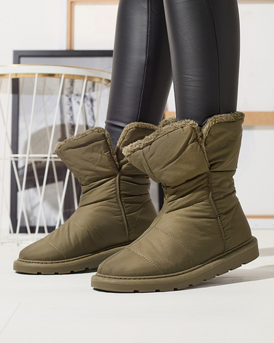 Темно-зелені жіночі черевики а-ля снігоступи Kalioli- Footwear