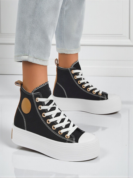 Dámské tenisky Callisto Nero na platformě, tkanina, černé, léto/podzim