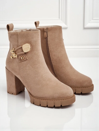 Dámské kotníkové boty eko semišové na sloupku Bearr