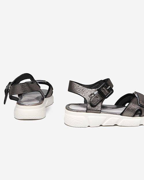 Графітові блискучі босоніжки для дівчат Jenilo - Взуття