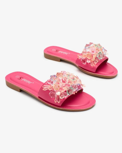 Royalfashion Fuchsiové dámské žabky s barevnými krystaly Bling Breeze