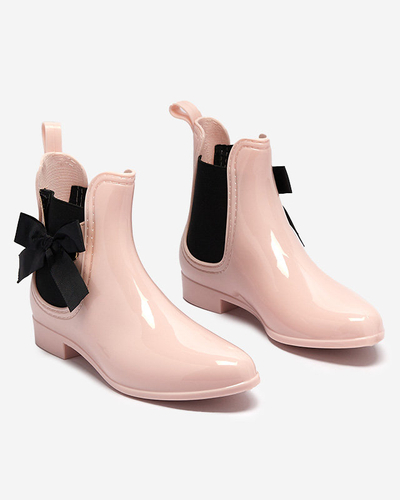 Světle růžové dámské nazouváky s mašlí Roberta - Obuv