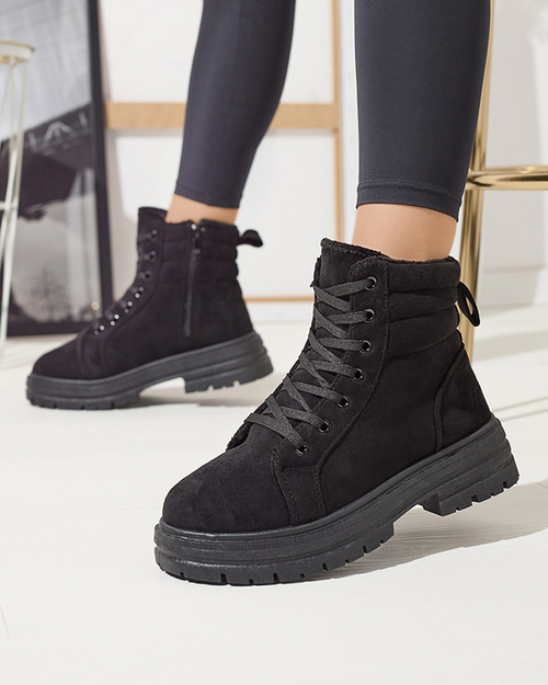 Жіночі утеплені черевики-трапери чорного кольору Tivica - Взуття