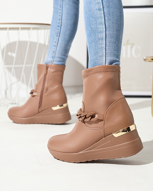 Світло-коричневі жіночі чоботи на якорі з ланцюжком Fefricca- Footwear