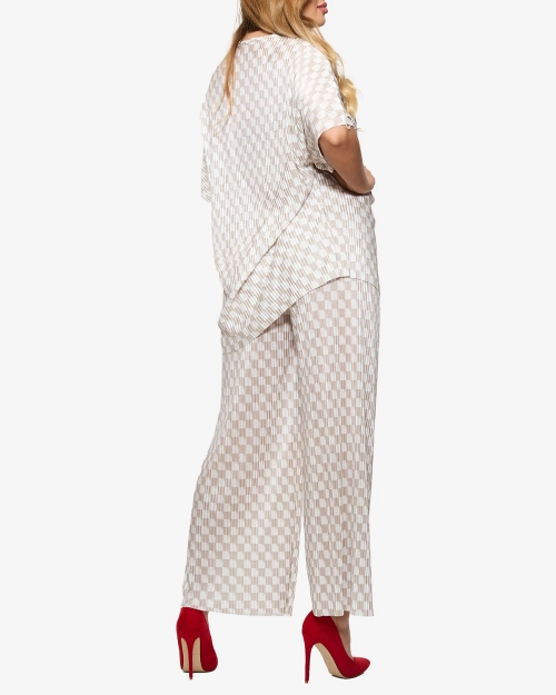 Бежевий жіночий плісирований візерунчастий комплект - Одяг