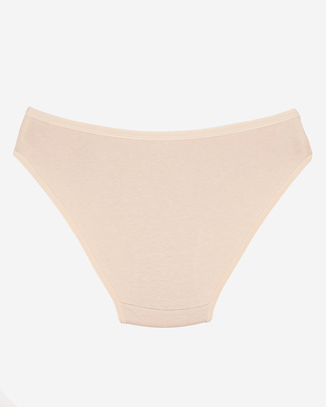 Béžové bavlněné dámské kalhotky s vyšívaným koťátkem - Spodní prádlo
