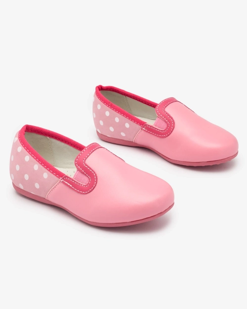 Рожеві напівчеревики з екошкіри в горох Rellme- Взуття