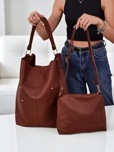 Aurelia Grande Camel - Velká kabelka A4 z ekokůže, popruh, zip, stylový shopper