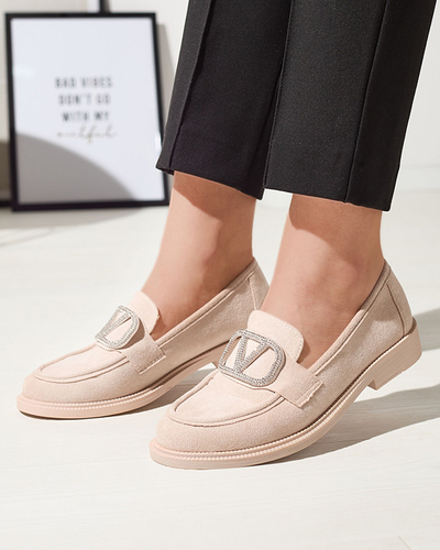 Бежеві жіночі мокасини з орнаментом Fogras- Footwear