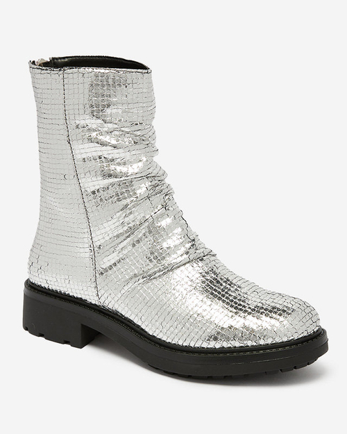 OUTLET Сріблясті жіночі черевики з тисненням Ahhy- Footwear