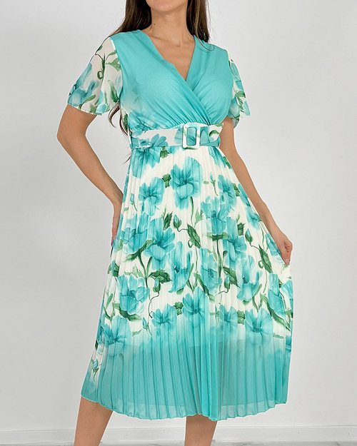 Royalfashion Жіноча плісирована квіткова сукня міді
