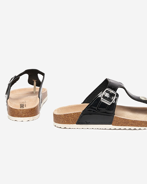 Чорні лаковані жіночі тапочки Елоці - Взуття