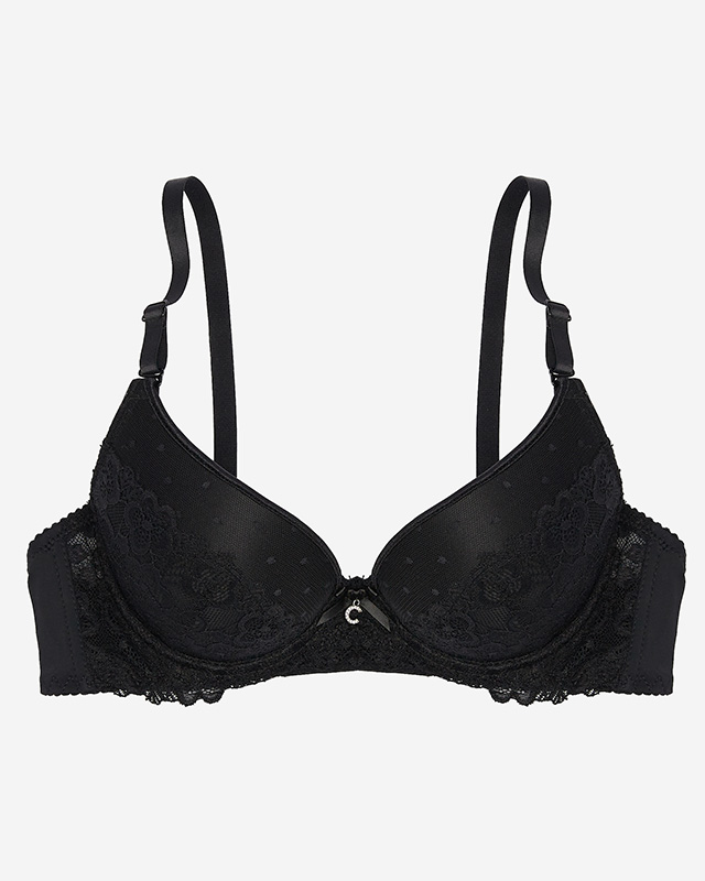 Černá dámská podprsenka zdobená krajkou - Spodní prádlo