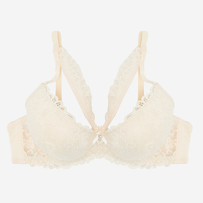 Жіночий бежевий мереживний бюстгальтер Push-Up з бретелями - Нижня білизна