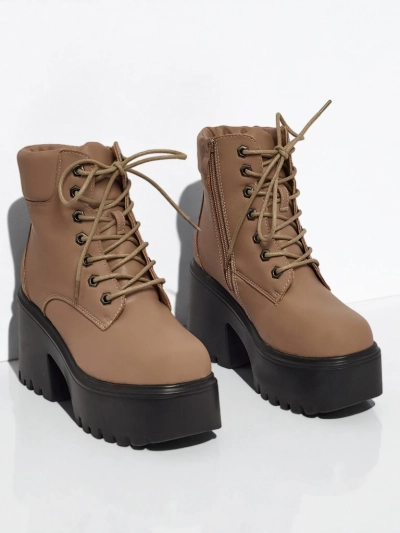 Dámské kotníkové boty eko semišové na sloupku a platformě Tavlissa