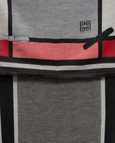 Royalfashion Сіро-рожевий жіночий легкий шарф з принтом