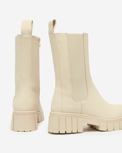 Dámské krémové vysoké zateplené kozačky Otika - Obuv