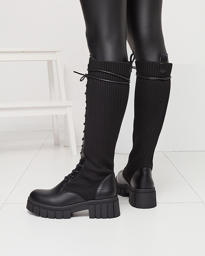 Dámské vysoké kozačky nad kolena se šněrováním v černé barvě Assala- Obuv