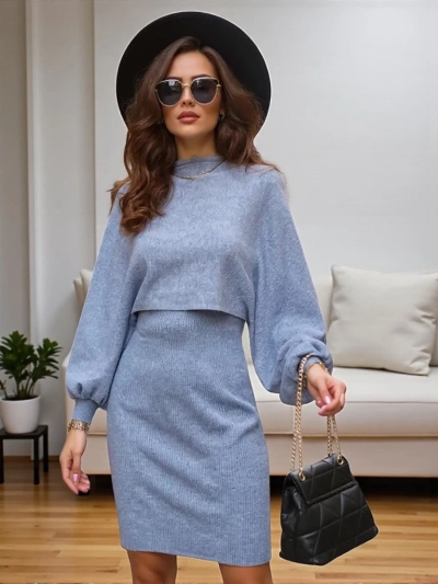 Royalfashion Dámský komplet se svetrem a šaty
