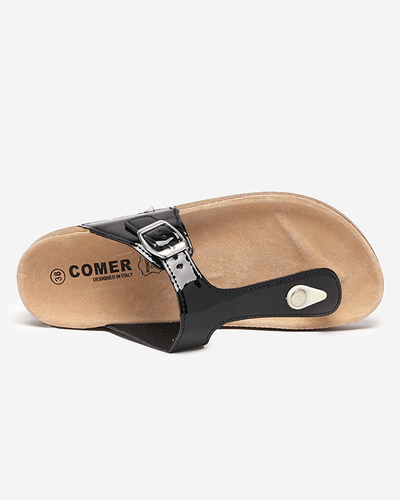 Černé lakované dámské pantofle Elotsi - Obuv