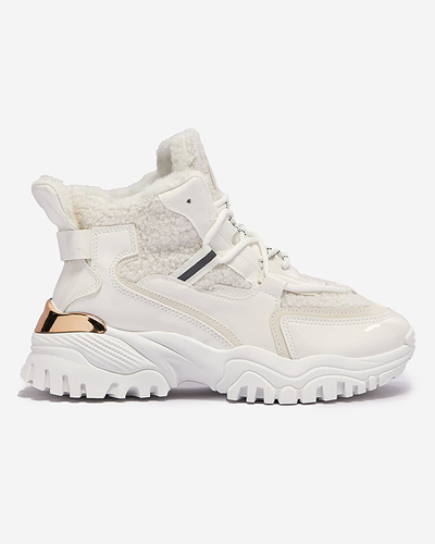 Bílá dámská sportovní obuv s kožíškem Sagglo- Obuv