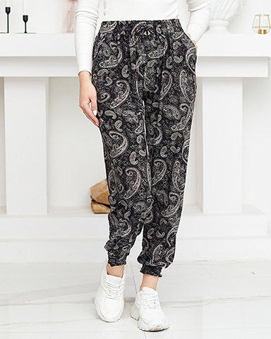 Жіночі чорно-білі штани з принтом - Одяг