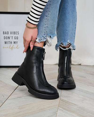 Royalfashion Dámské kozačky na plochém podpatku v černé barvě Etiuse