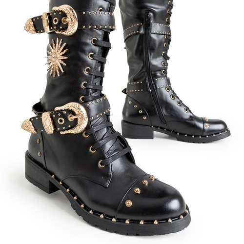 Чорні черевики з золотими орнаментами Антанасія - Взуття