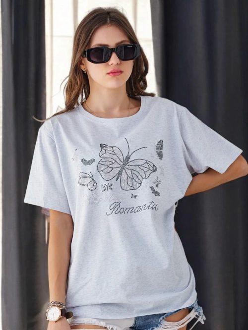 Royalfashion Cotton Women's T-shirt Romantic Butterfly