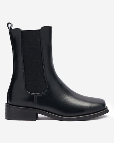 Vysoké dámské kozačky s hranatou špičkou v černé barvě Sudis- Obuv