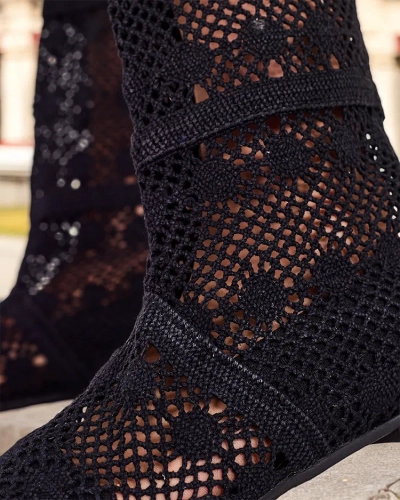 Royalfashion Dámské ažurové kozačky nad kolena Corinu