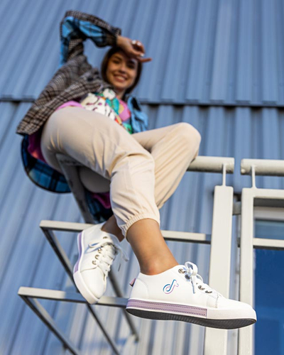 Bílofialové dámské tenisky Tictoa - Footwear