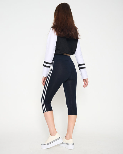 Námořnicky modré dámské legíny s pruhy - Oblečení