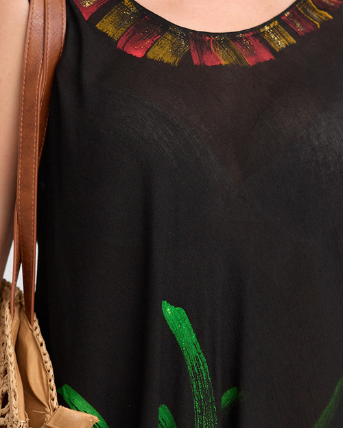 Жіноча чорна накидка з малюнком з квітковою сукнею - Одяг