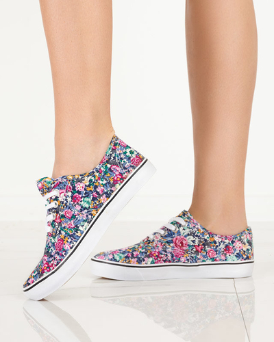 OUTLET Темно-сині жіночі кеди з квітковим принтом Surfi - Взуття