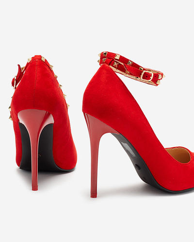 Červené dámské lodičky s páskem ke kotníku Altans - Boty