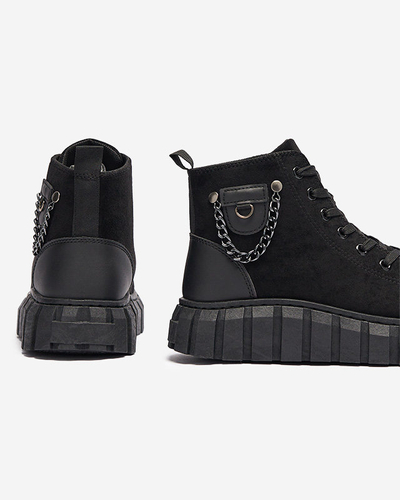 Černé dámské šněrovací sportovní boty s ozdobami Tamti - Obuv