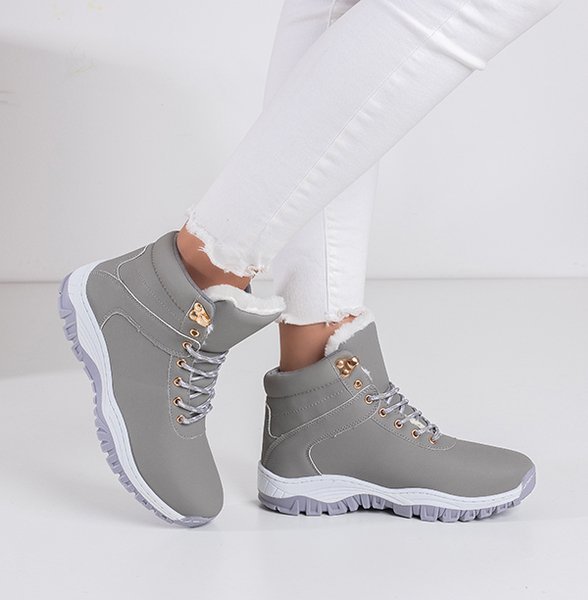 Izolované dámské turistické boty z ekokože v šedé barvě Filis - Obuv