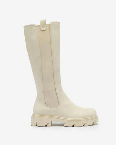 Кремові жіночі черевики до середини ікри Vebissa- Footwear