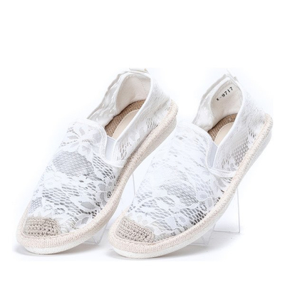 Bílé espadrily zdobené krajkovým materiálem Rose - Obuv 1