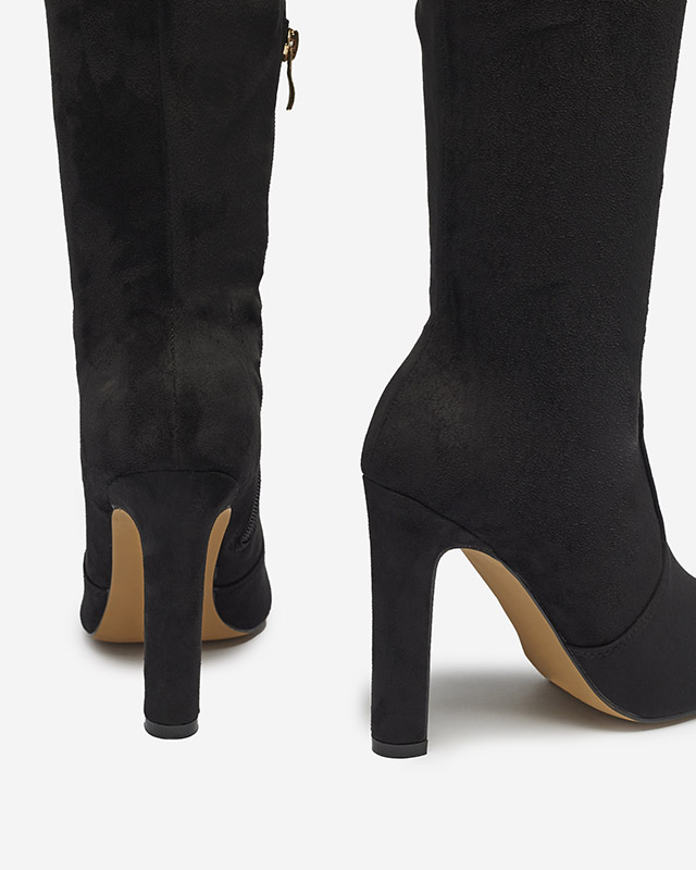 Černé dámské kozačky nad kolena Cenolli- Obuv