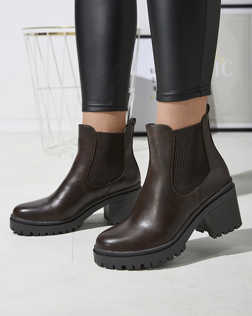 OUTLET Темно-коричневі жіночі черевики на стійці Foccillo- Footwear