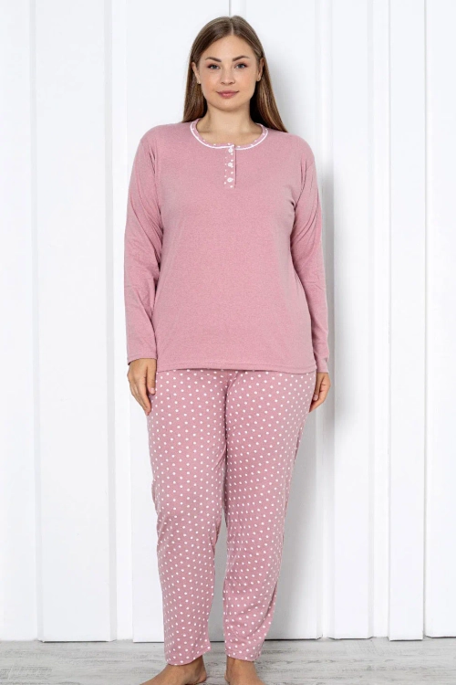 Royalfashion Жіночі бавовняні піжами з 2-х частин у горошок РОЗМІР ПЛЮС